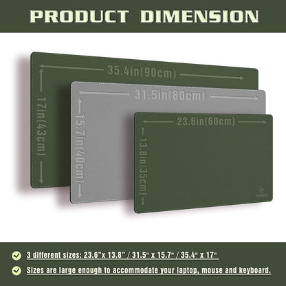 Desk Mat, Blotter, Dual-Sided Office Desk Pad, Waterproof Desk Mat for Desktop, Desk Blotters, PU Leather Pad Protector (31.5" X 15.7", Dark Green)